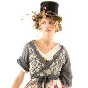 Magnolia Pearl Adelaide Embroidered Wrap Top One Size Ozzy - TOP1158